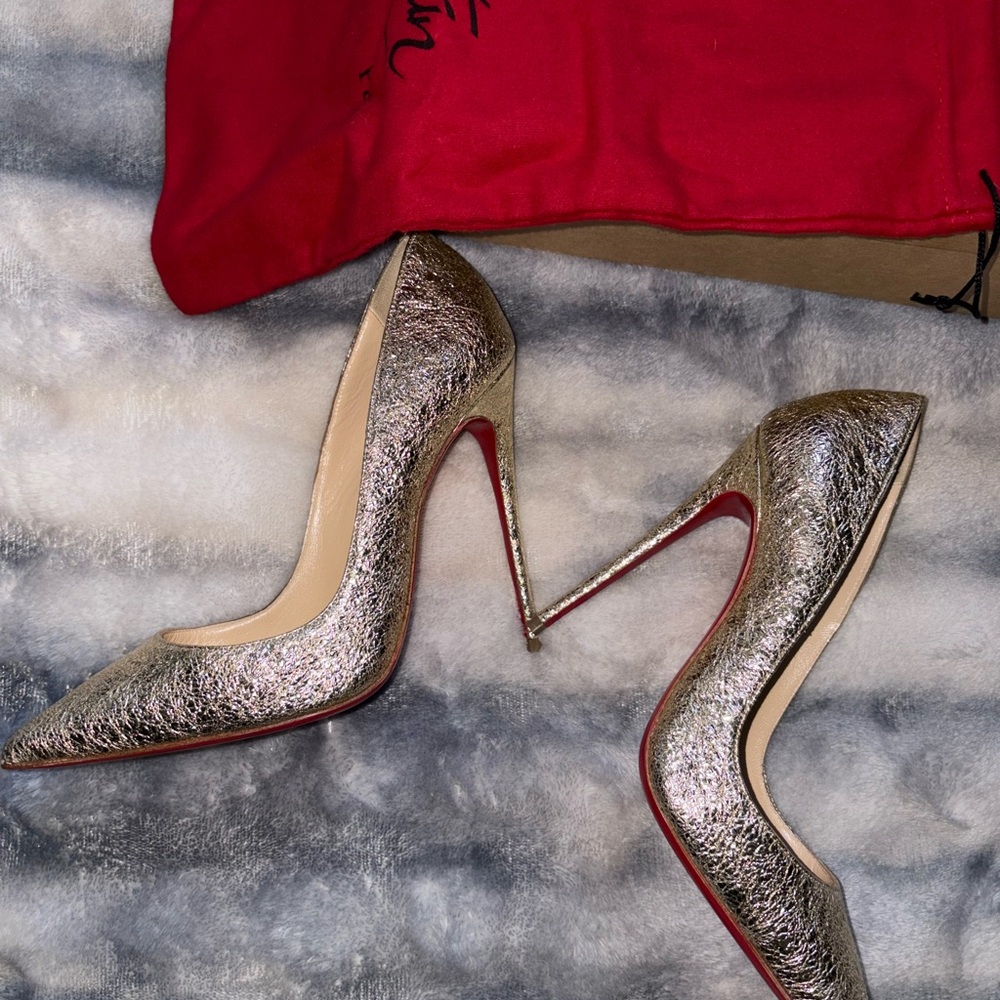 Christian Louboutin Silver and Red Heels